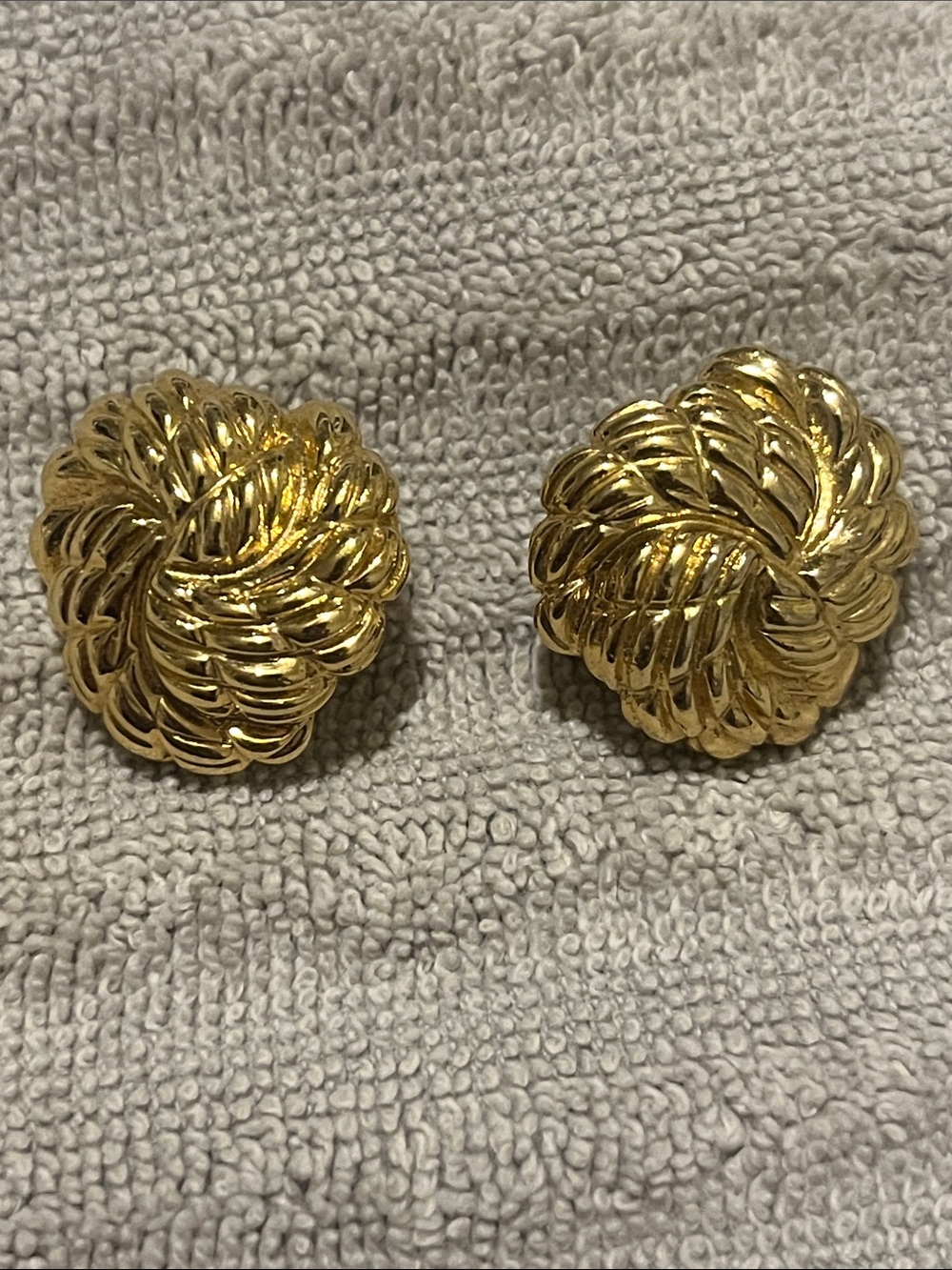 Vintage ST JOHN Gold-Tone Knotted Dome Clip Earrings - Elegant Women’s Jewelry